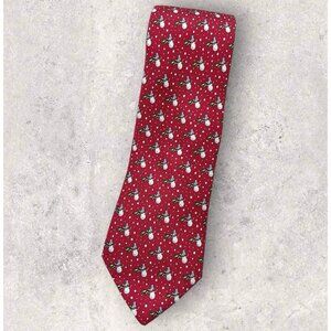 VINEYARD VINES Silk Tie USA XL Red Snow Man W:3.4" EUC